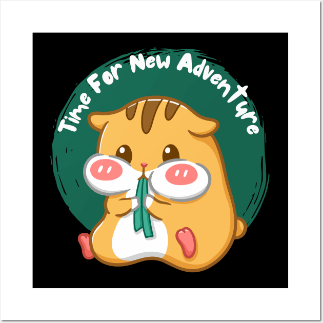 Cute hamster Time for new adventure Hello little hamster cute baby outfit Wall Art by BoogieCreates